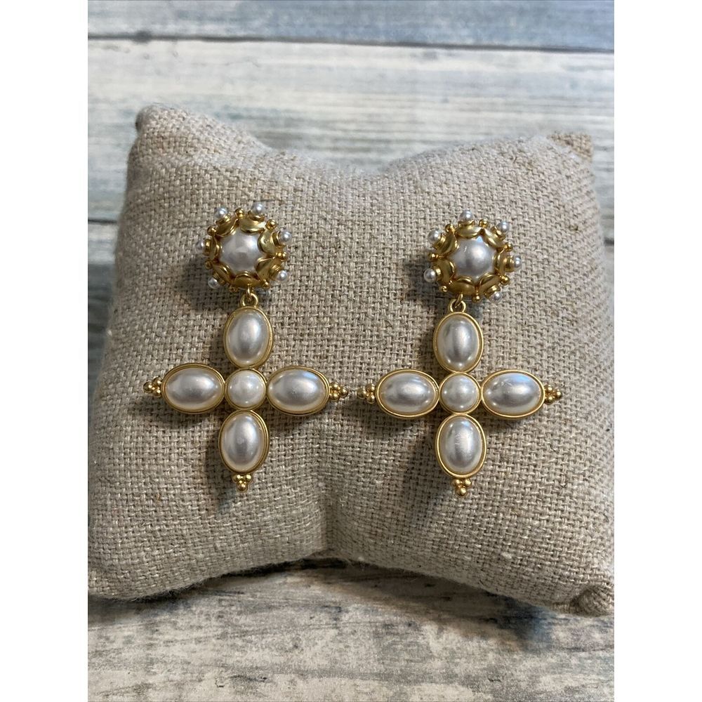 Grand Constance by Gresham EARRINGS MSRP $195 18k Plated Missing 1 pearl on back